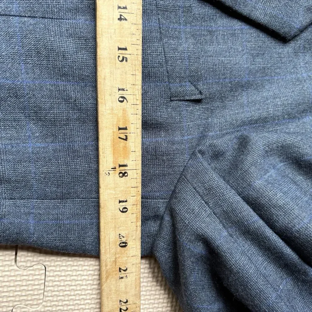 Bombay Town Japan Custom Blue Plaid Check Double Breasted Blazer Suit Coat 40